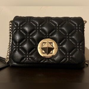 kate spade Black Quilted Leather Crossbody with Gold Hardware